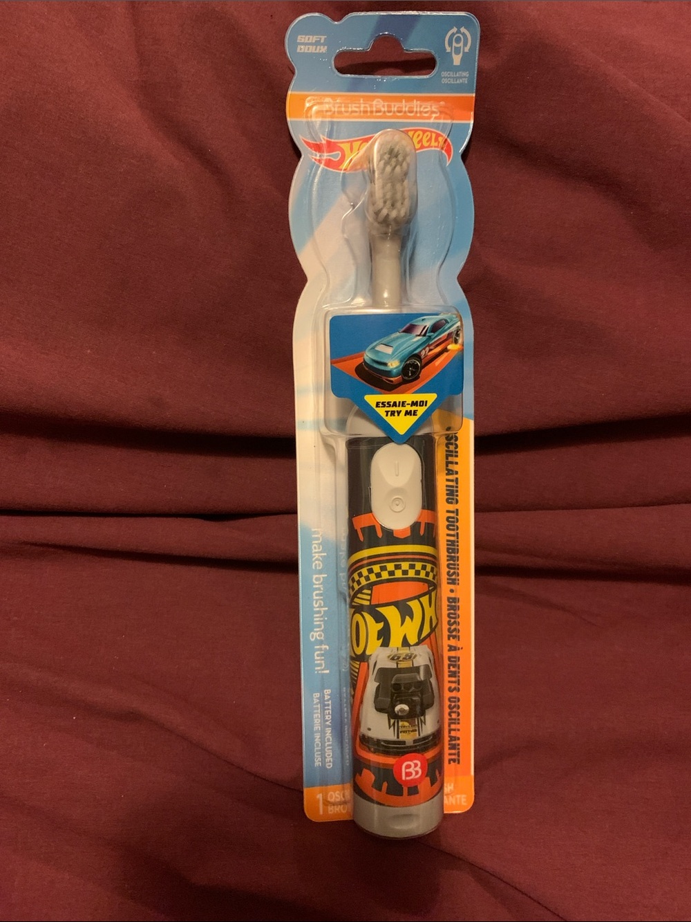 ✨⚡️Battery-Powered Hot Wheels racecar Electric Toothbrush for Kids Soft Bristles